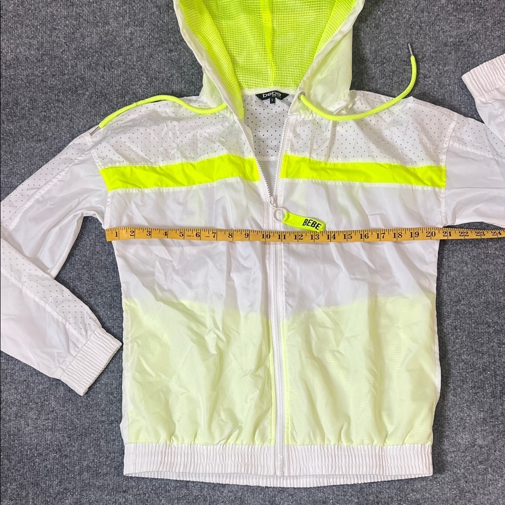 Bebe Sport Windbreak Jacket BEBE White & Yellow Size S - Picture 3 of 9